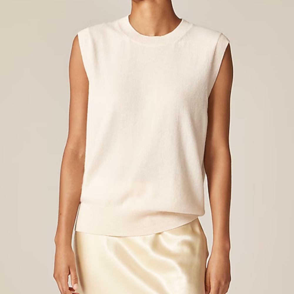 NWT J. Crew 100% Cashmere Relaxed Fit Sweater Vest in Heather Muslin Size Large - Picture 7 of 15